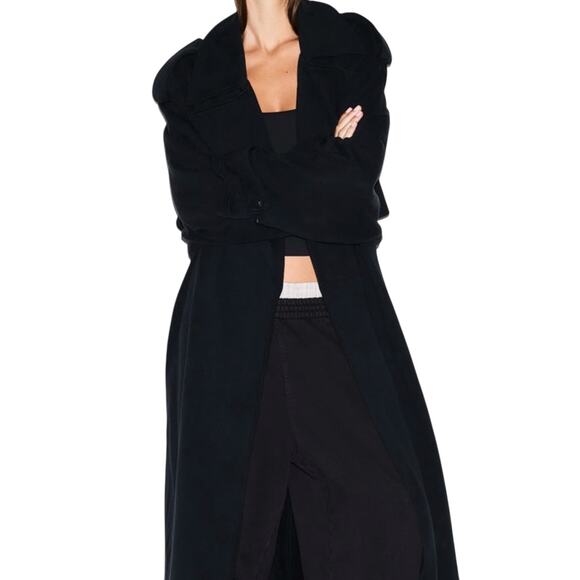 NWT Skims Oversized Boyfriend Trench Coat Large Black - Picture 3 of 4